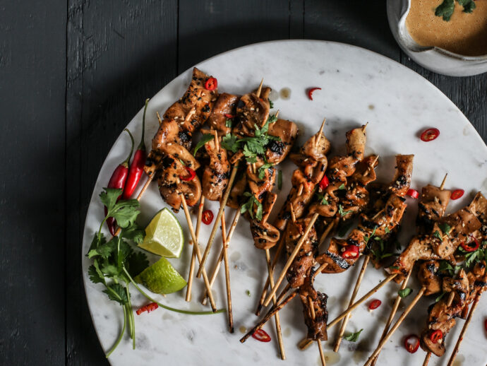 King Satay with Spicy Peanut-Ginger Sauce