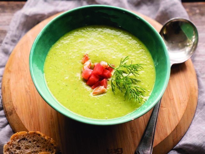 Jade Soup with Crab, Dill, and Watermelon