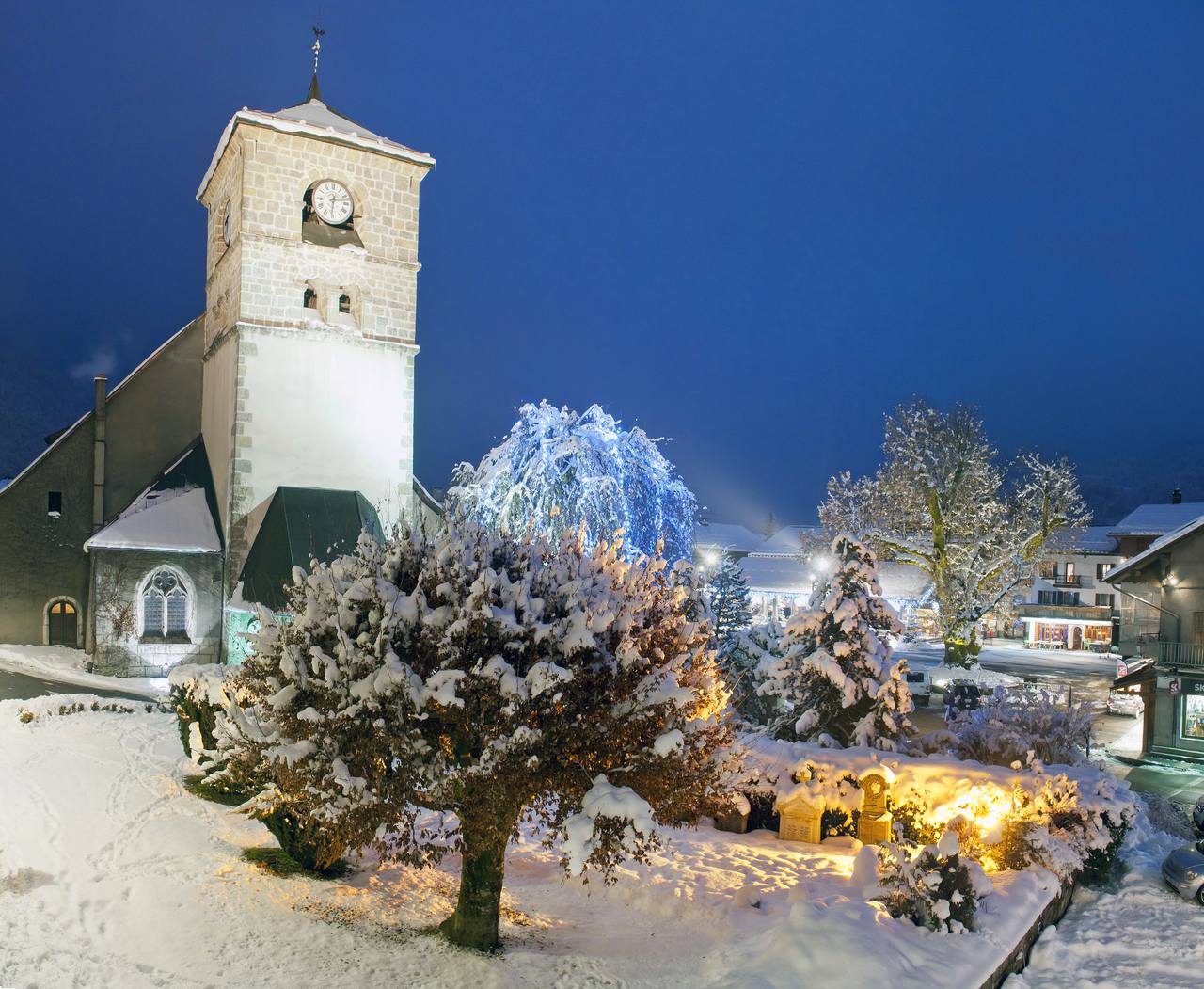 The old village with its medieval church