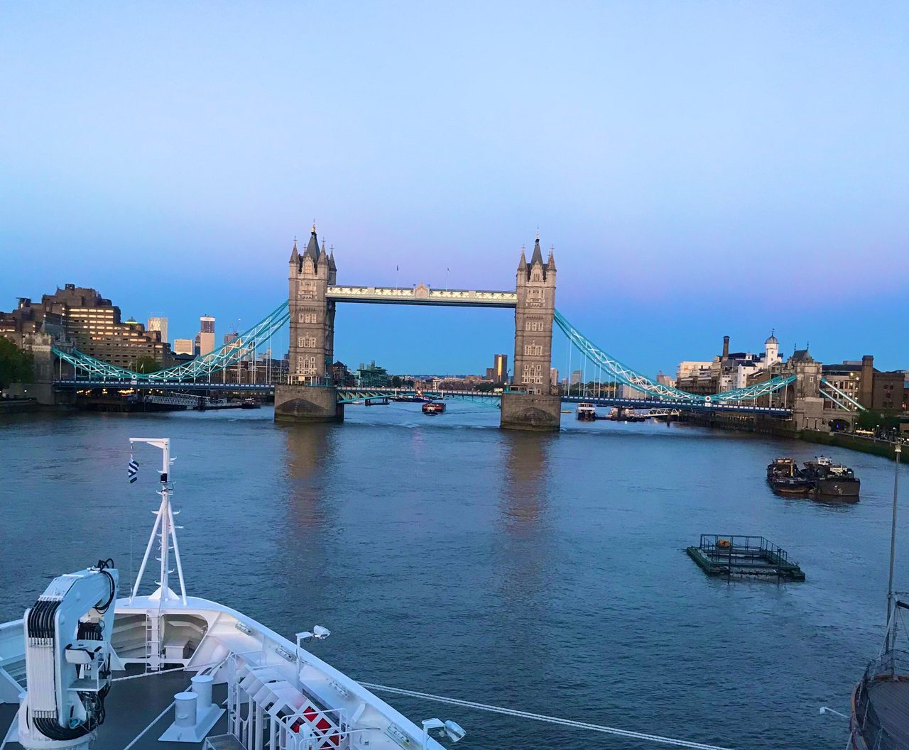 About to pass under Tower Bridge