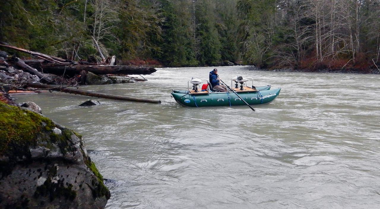 Floating in a pontoon on Nooksack river